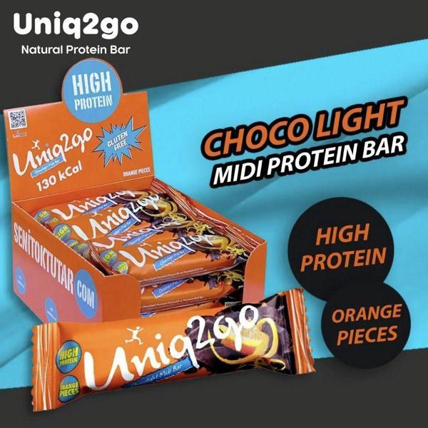 Uniq2Go Choco Light Midi 16Lı Kutu %100 Naturel Portakal Aromalı Proteinli Bar 40G. - Image 1