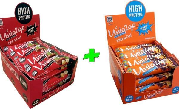 Uniq2Go Choco Light Mıdı 40G Portakallı+ Chocodark Mıdı 38G Fındıklı Proteinli Bar (32 Adet) - Image 1