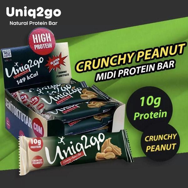 Uniq2Go Crunchy Midi - Fıstık Ezmeli Proteinli Bar 40 Gr 16'Lı Kutu - Image 1