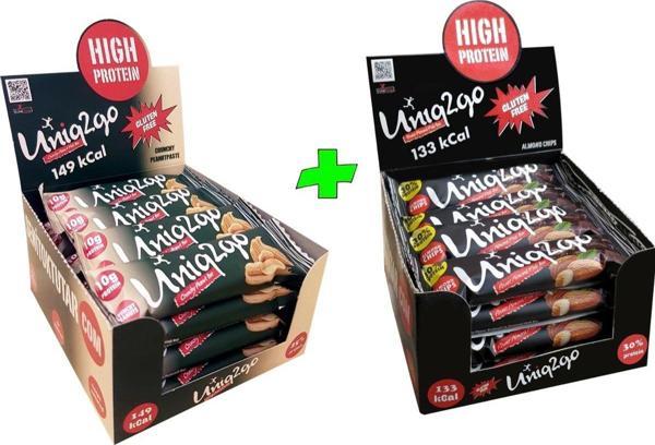 Uniq2Go Crunchy Mıdı 40G Fıstıkezmeli Proteinlibar+ Power Mıdı 38G Bademl Proteinbar(32 Adet) - Image 1