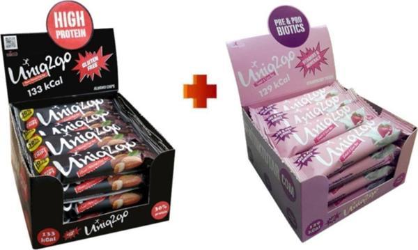 Uniq2Go Tatlı Ekşi Pre Probiyotik 16+ Power Bademli 16 Toplam 32 Adet 38 G.Protein Bar - Image 1