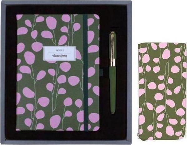 Victorias Journals Karizma Defter 14x20 96 Yaprak + Kalem Çantası 10x20 cm Monaco Kalem Yeşil - Image 1