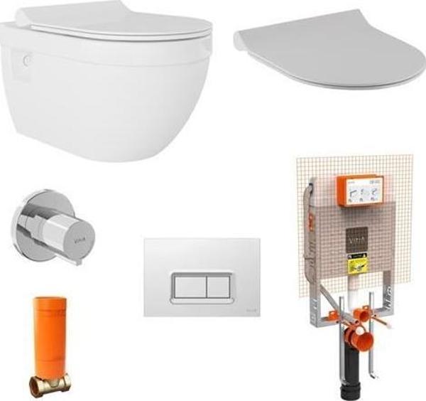 Seramiksan Neon Rim-Out Asma Klozet+Duroplast Kapak+VitrA Gömme Rezervuar Set - Image 1