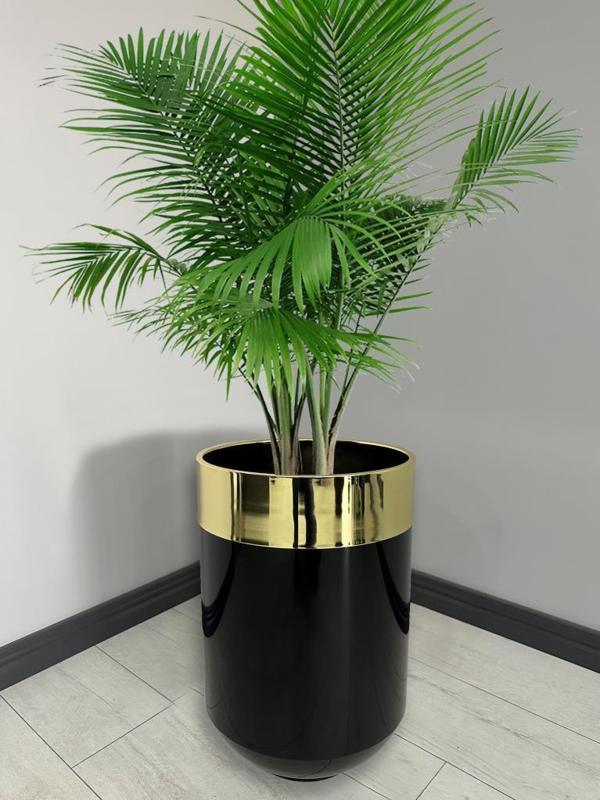Dekoratif Gold Darbuka Parlak Siyah Saksı 60cm - Image 1