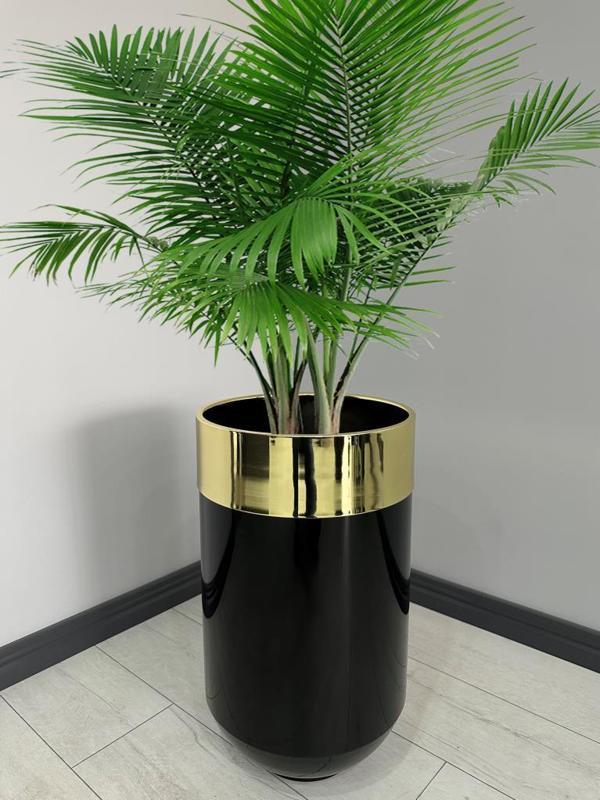 Dekoratif Gold Darbuka Parlak Siyah Saksı 70cm - Image 1