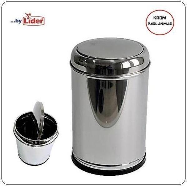 KROM SALLANIR KAPAK ÇÖP KOVASI 5 LT LİDER MARKA - Image 1
