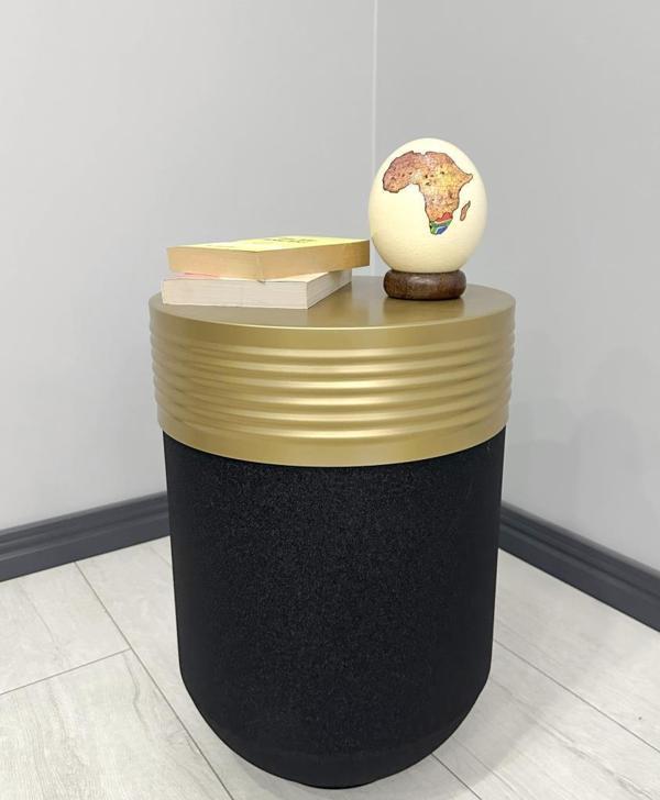 ELEGANT Dekoratif Eskitme Darbuka Siyah Sehpa 60cm - Image 1