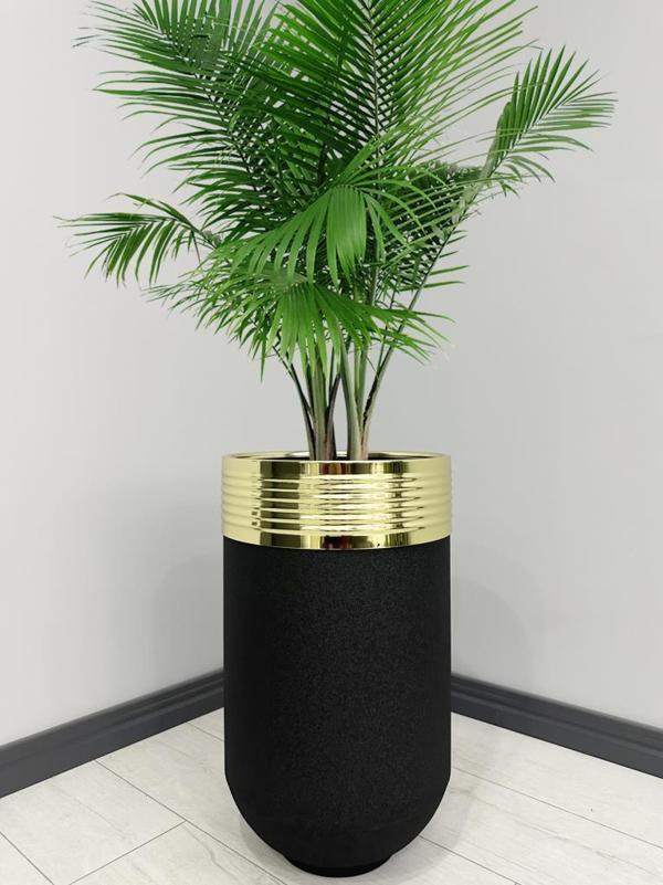 ELEGANT Dekoratif Gold Darbuka Siyah Saksı 70cm - Image 1