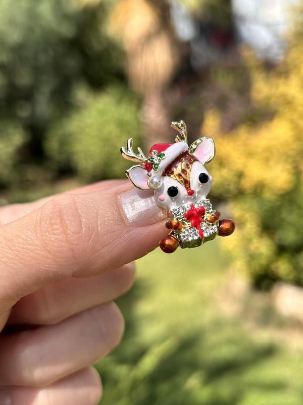 BYM 9006 Yaka İğnesi Broş Yılbaşı Mini Geyik Kararmaz Gold Kaplamalı Kadın Aksesuar - Image 1