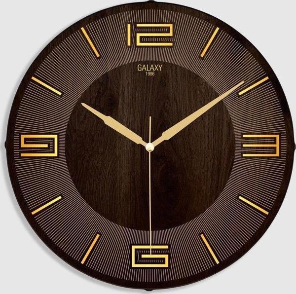 Galaxy Exclucive Compass Serisi Bombeli Klasik Kadranlı Ev ve Ofis Duvar Saati 35 CM Kahverengi - Image 1