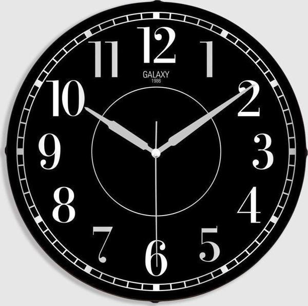 Galaxy Exclucive Compass Serisi Bombeli Klasik Kadranlı Ev ve Ofis Duvar Saati 35 CM Siyah - Image 1