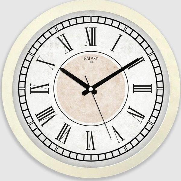 Galaxy Premium Serisi Roma Rakamlı Modern Kadranlı Duvar Saati 35 CM Bej - Image 1