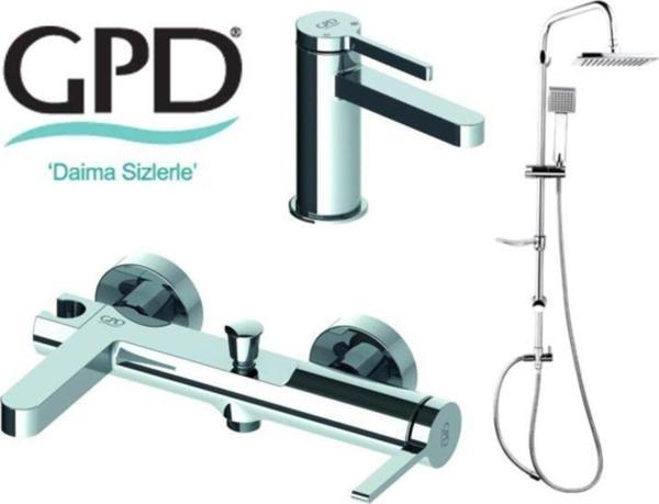 GPD Gildo 3 Parça Krom Armatür Musluk Batarya Banyo Seti Mlb165 Mbb165 Dst19-3 - Image 1