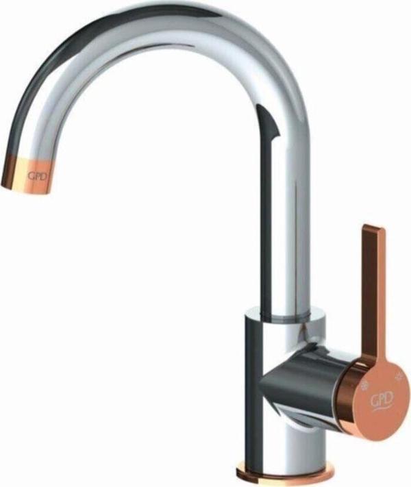 GPD Gildo Mtl165-K-R Tek Gövde Lavabo Bataryası Krom - Rose Gold - Image 1