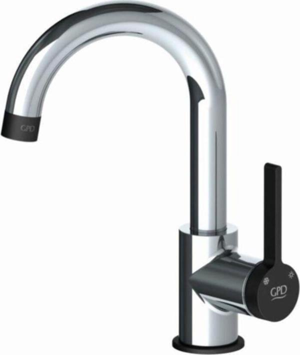 GPD Gildo Mtl165-K-S Tek Gövde Lavabo Bataryası Siyah - Krom - Image 1