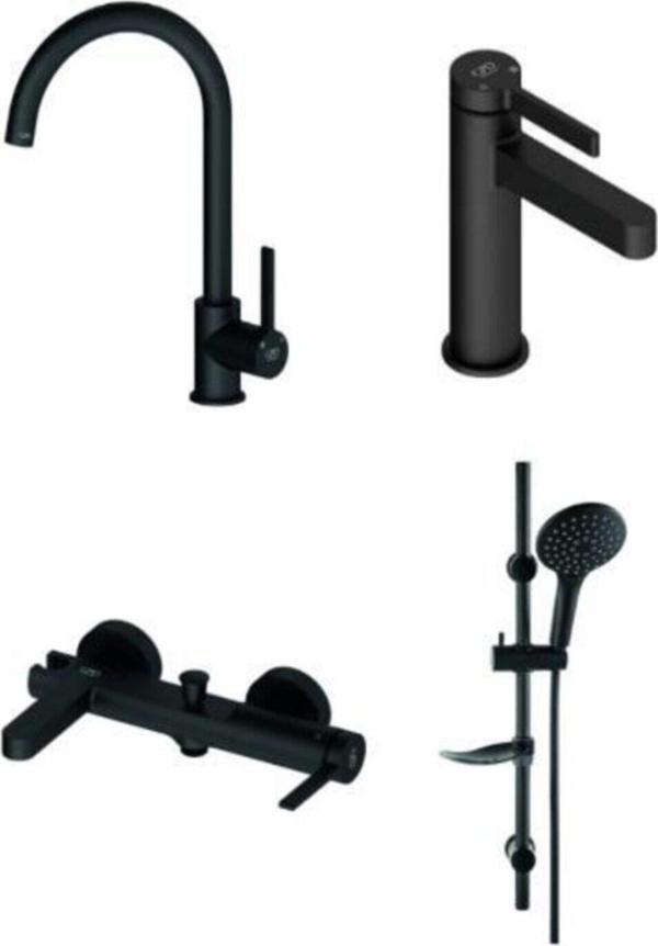 GPD Gildo Siyah Armatür Musluk Batarya Banyo Seti Mlb165-S Mbb165-S Mte165-S Dst57-S - Image 1