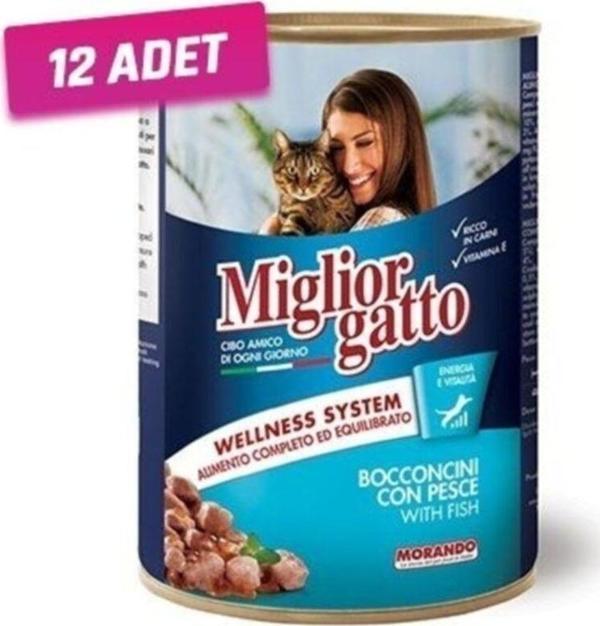 12 Adet - Balıklı Yetişkin Kedi Konservesi 405 Gr - Image 1