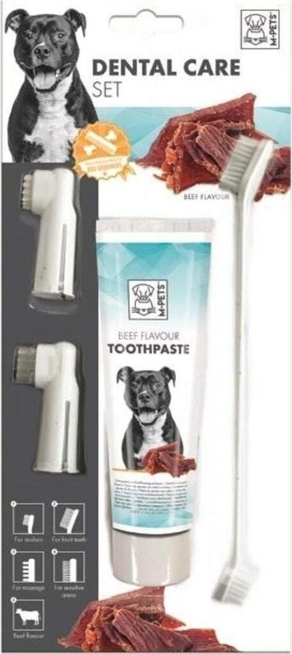 M-PETS Köpekler Için Biftekli Diş Macunu+fırça Seti - Image 1