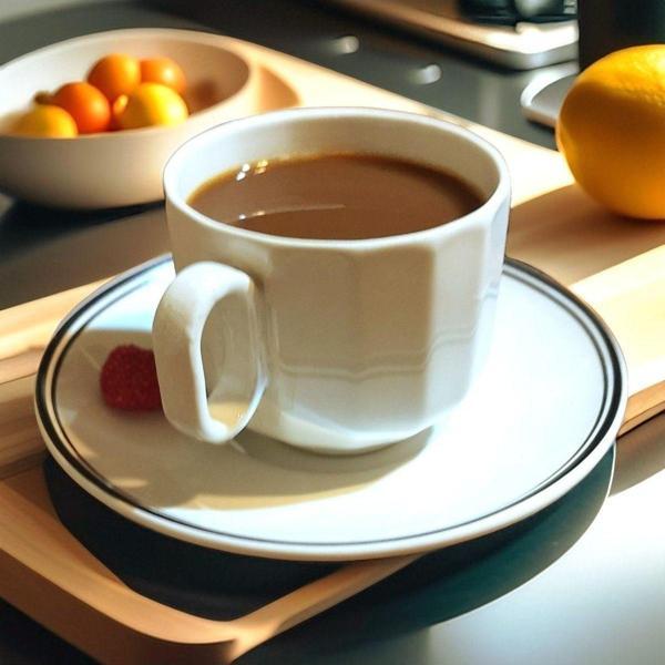 Bevel 190 Cc/ml 2 Kişilik Krem Siyah Çizgiler Çay Nescafe Duble Türk Kahvesi Fincan Takımı - Image 1