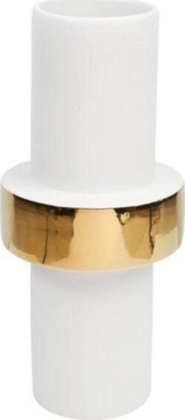 Lucky Art Beyaz Gold Düz Vazo 15x34 cm - Image 1