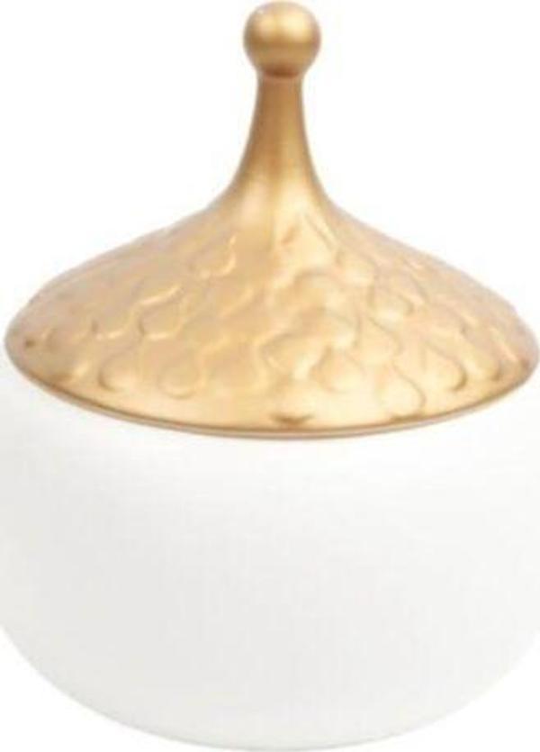 Lucky Art Beyaz Gold Kapaklı Büyük Kup 29 x 31 cm - Image 1