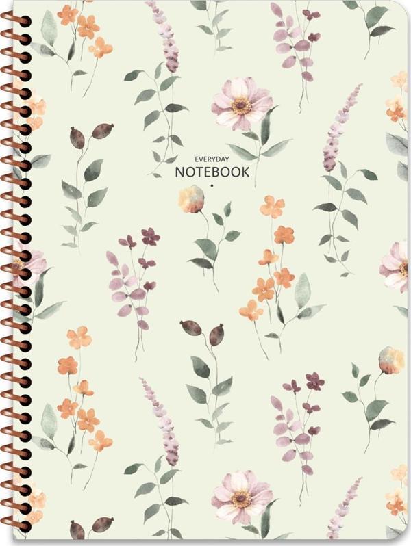 Keskin Color 16.5x22.5 Çizgili Defter Çiçek - Krem - Image 1