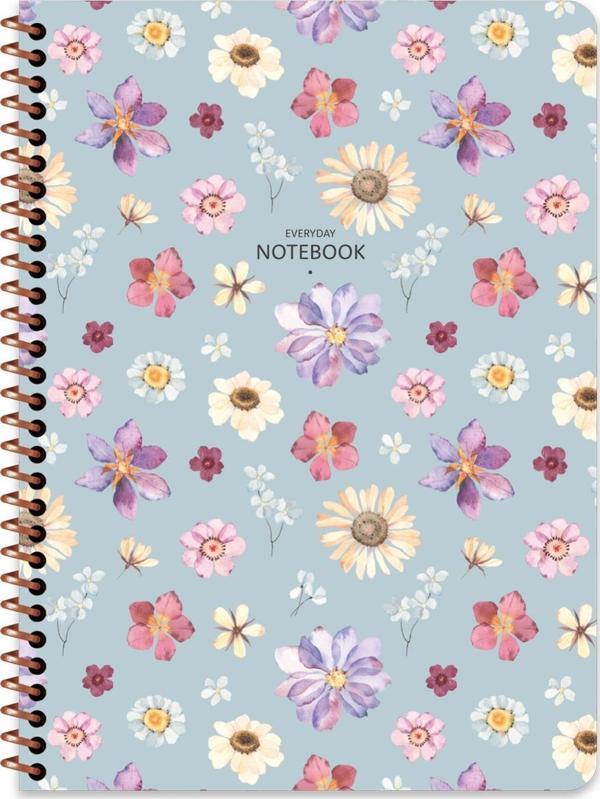 Keskin Color 16.5x22.5 Çizgili Defter Çiçek - Mavi - Image 1