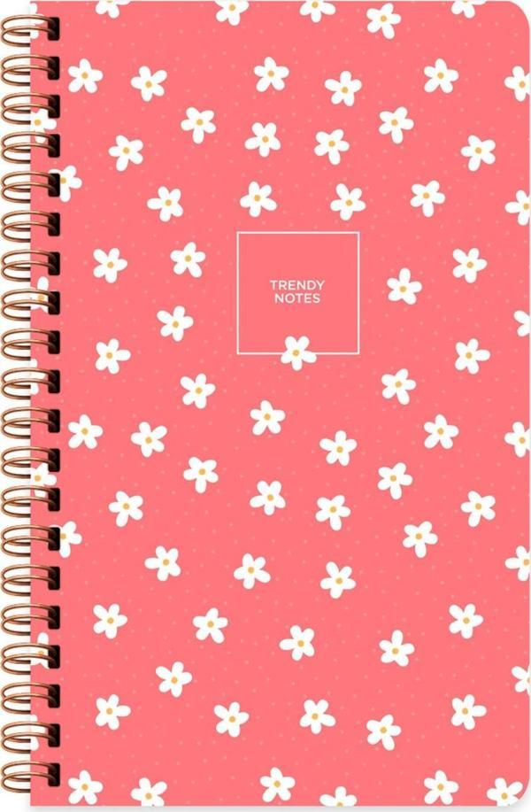 Sert Kapak Çizgili Spiralli Çiçek Defter Minik Papatya 13x21 - Image 1
