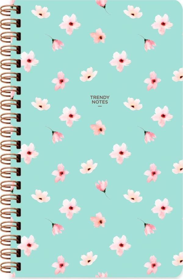 Sert Kapak Çizgili Spiralli Çiçek Defter Su Yeşili 13x21 - Image 1