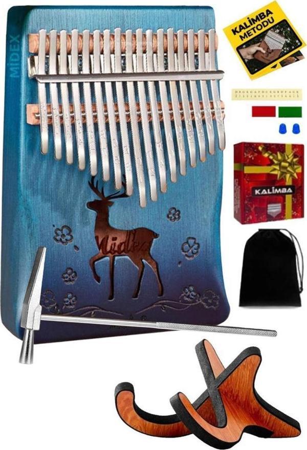 Midex KLX-510-PAK Hakiki Ağaç Geyik Desenli Kalimba 17 Tuşlu Full Set - Image 1