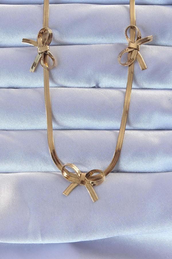  Gold Renk İtalyan Zincirli Fiyonk Kolye - EBJ240928W28307 - Image 1