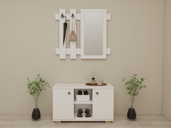 Sarissa Ayakkanbı Dolabı/Askılık/Antre Dolap-Beyaz - Image 1