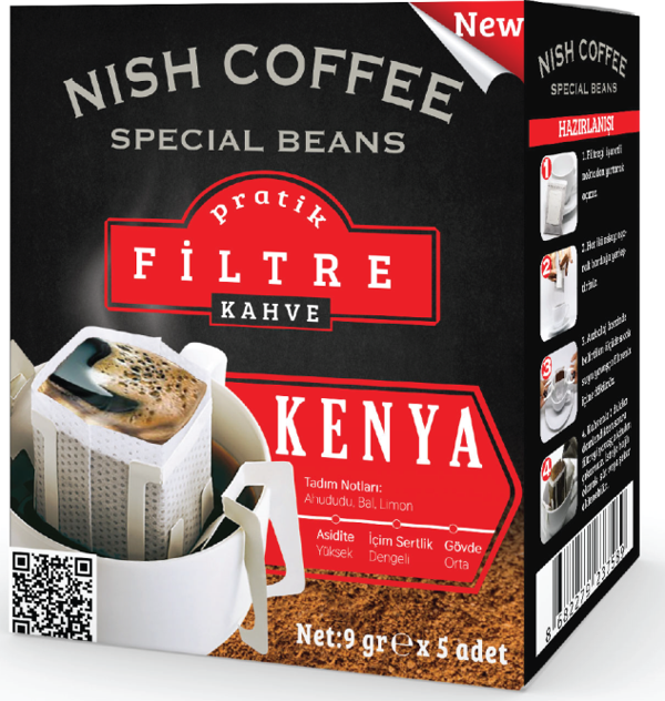 Nish Pratik Filtre Kahve Kenya 9 Gr X 5 - Image 1