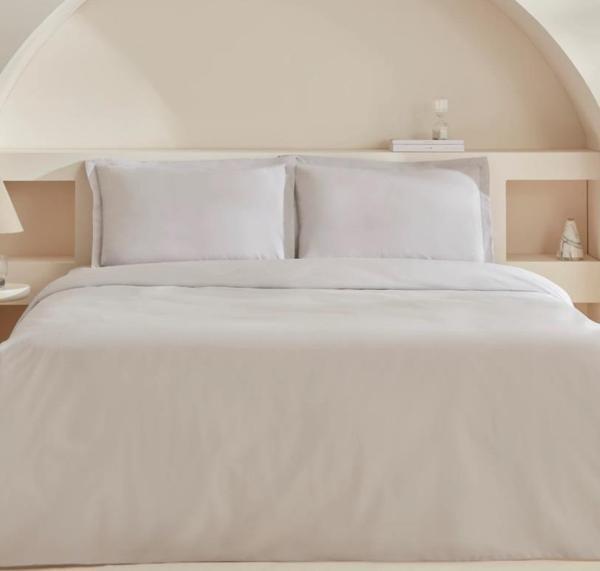 Karaca Home White Collection Lavin %100 Pamuk Çift Kişilik Nevresim Takımı Taş - Image 1