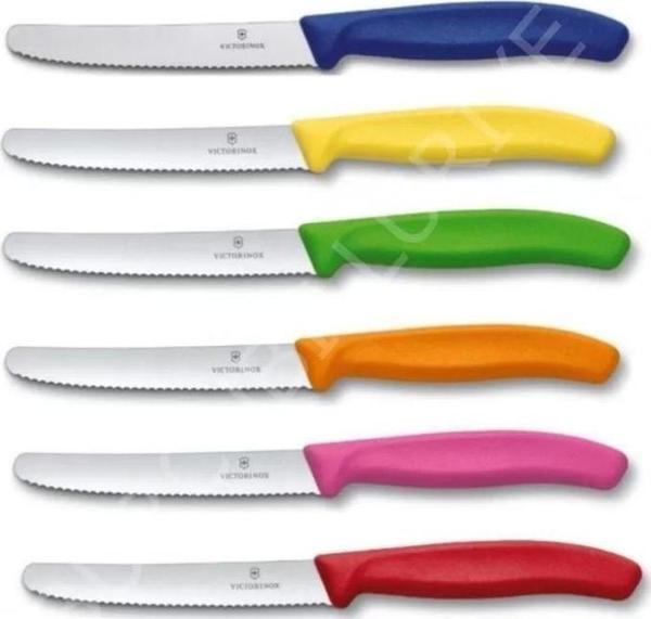6 lı 11 cm. Tırtıklı Küt Bıçak Seti Mavi & Sarı & Yeşil & Pembe & Kırmızı & Turuncu - Image 1