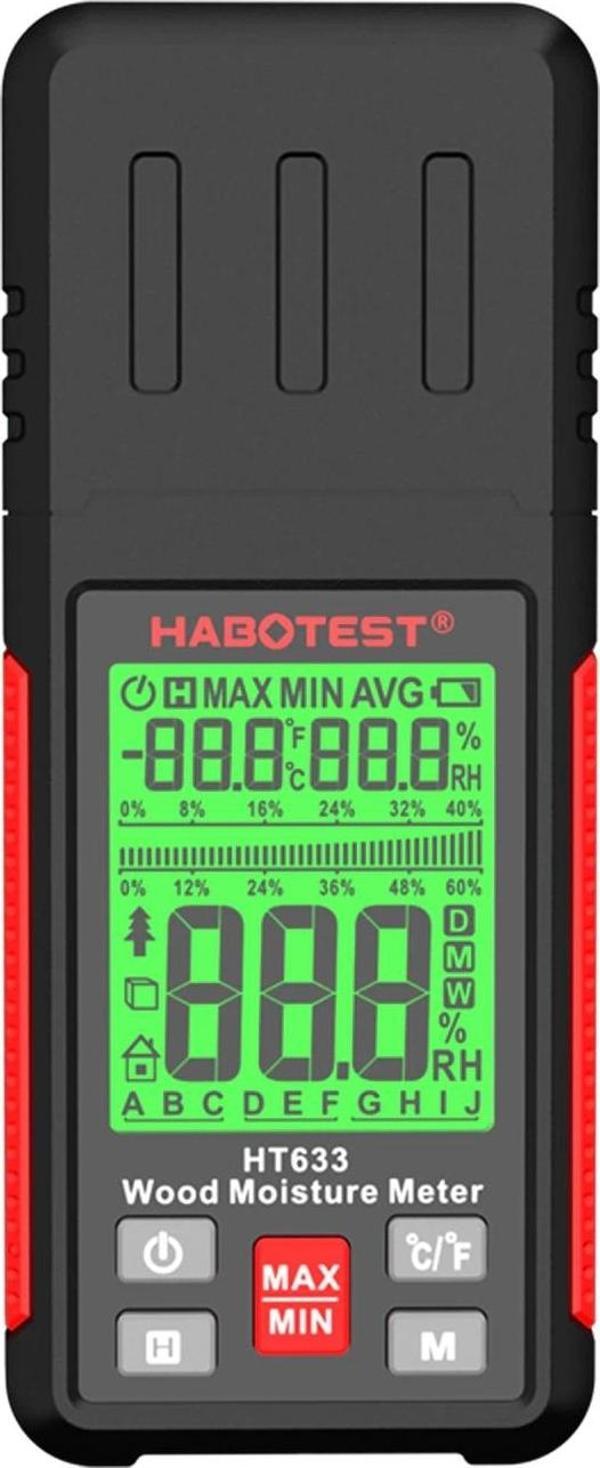 Habotest Dijital Odun Nem Ölçer Pin Tipi Ahşap ve Ortam Sıcaklığı Ölçme Aleti - Image 1
