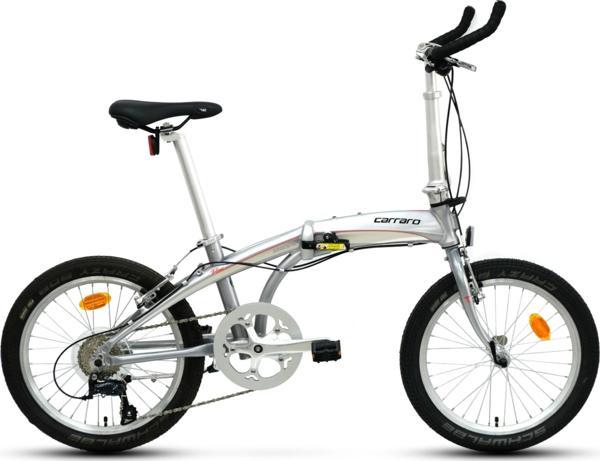 Carraro Flexi Argento V Fren Sora 9 Vites 20 Jant Katlanır Bisiklet Gümüş Krom Kırmızı 32 Kadro - Image 1