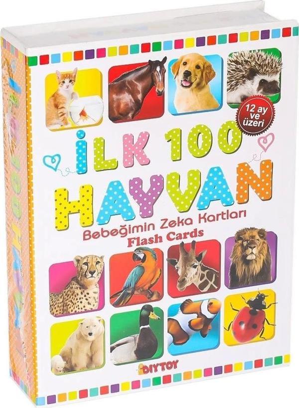1741 Flash Card İlk 100 Hayvanlar Eğitici Kartlar -Dıytoy - Image 1