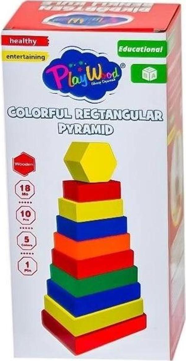 ONY-393 Ahşap Dikdörtgen Renkli Kule - Onyıl Oyuncak - Image 1