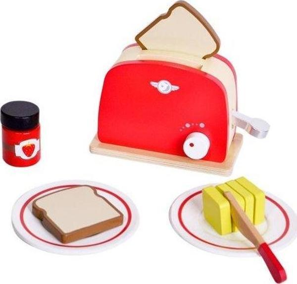 Classic World Ahşap Retro Kırmızı Tost Makinesi ve Tost Seti - Image 1