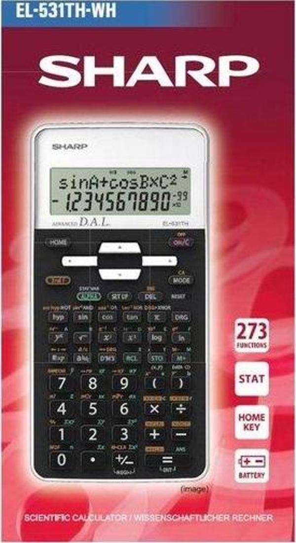 Sharp Bilimsel Hesap Makinesi Siyah Beyaz EL-531THWH Kutu - Image 1