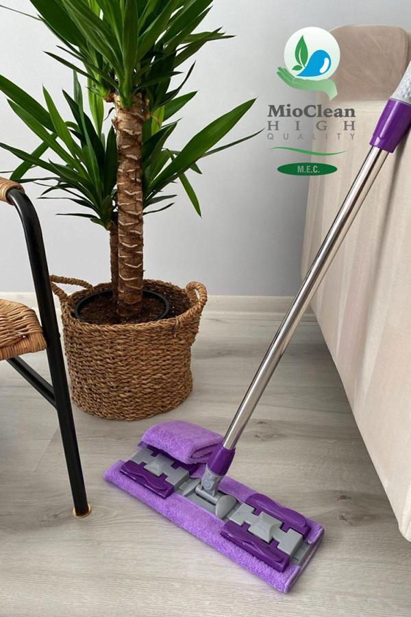 Mioclean ( 1 Adet Yedek Bez Hediyeli )Yer Mopu Fayans Duvar Yüzey Temizlik Mikrofiber Mandallı Mop - Image 1