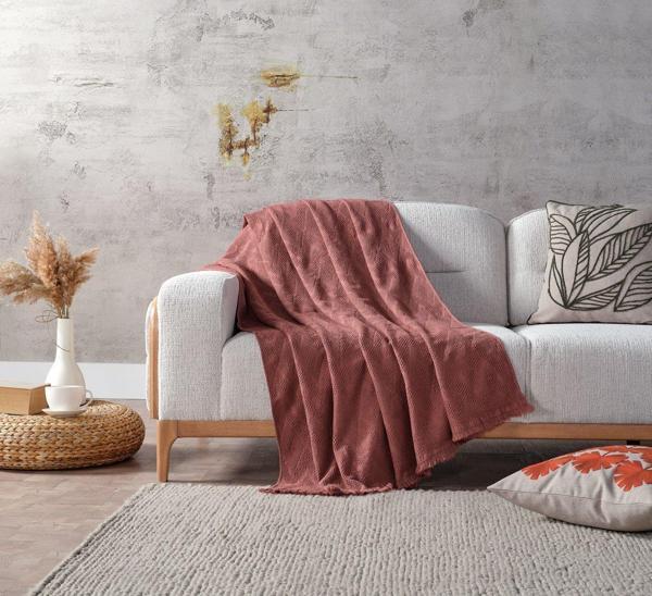 Doqu Home Adora Koltuk Şalı Gül Kurusu 130X170 cm - Image 1