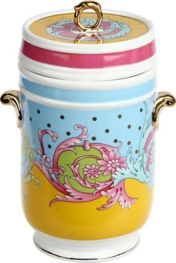 Lucky Art Estelle Bone China Porselen Kulplu Karışık Desenli Kavanoz 22cm - Image 1