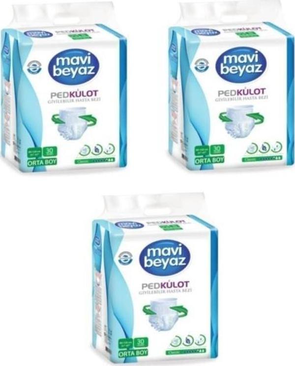 Mavi Beyaz Ped Külot Hasta Bezi Medium 30 Adet x 3 Adet - Image 1