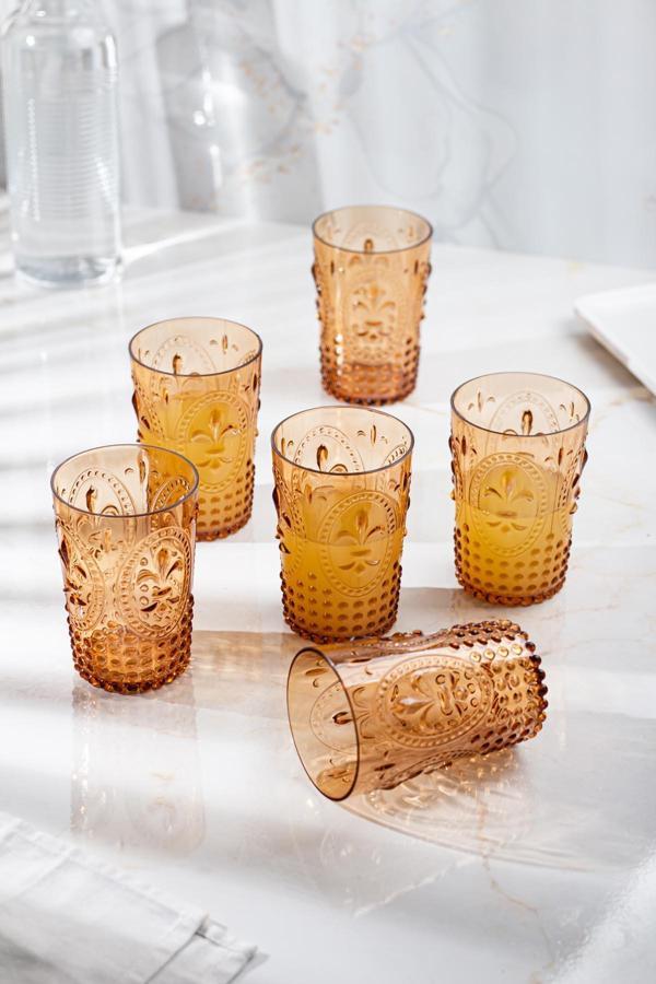 Akrilik Bal 6'lı Kısa Bardak & Su Meşrubat Kahve Yanı Bardağı 400 ml ( Cam Değildir ) - Image 1