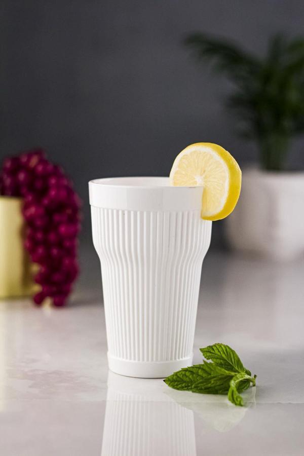 Akrilik Beyaz Tekli Uzun Bardak & Su Meşrubat Bardağı 400 ml ( Cam Değildir ) - Image 1