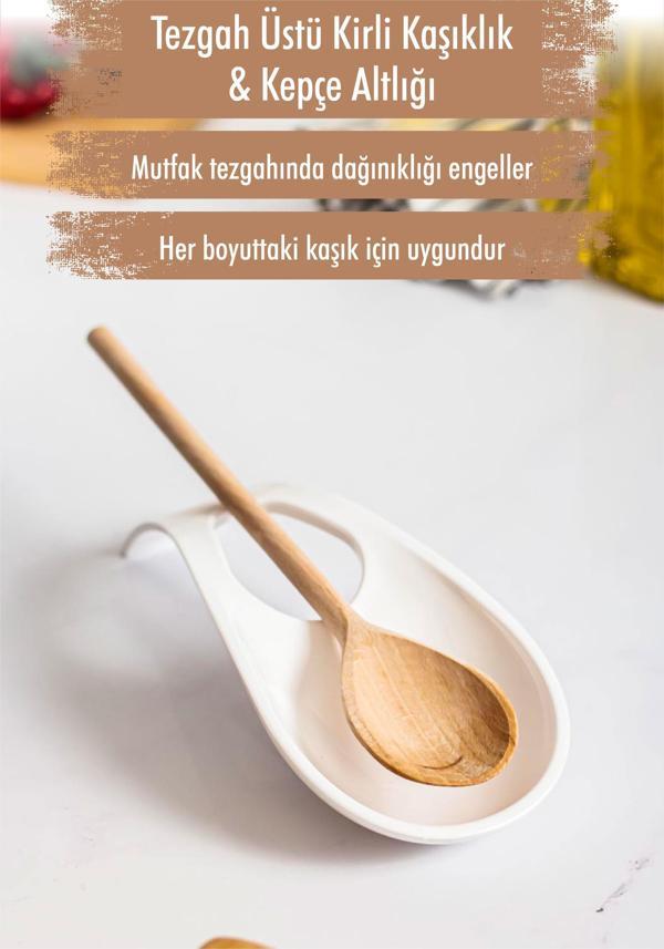 Akrilik Beyaz Tezgah Üstü Kirli Kaşıklık & Kepçe Altlığı - Image 1