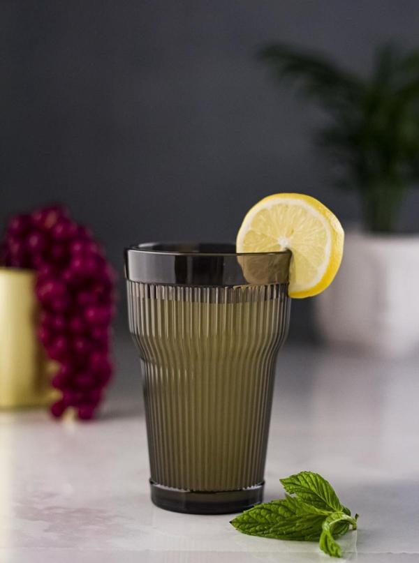 Akrilik Füme Tekli Uzun Bardak & Su Meşrubat Bardağı 400 ml ( Cam Değildir ) - Image 1