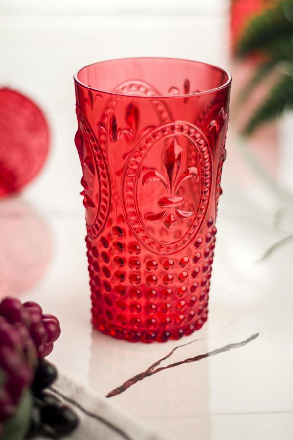 Akrilik Kırmızı Tekli Uzun Bardak & Su Meşrubat Bardağı 750 ml ( Büyük Boy & Cam Değildir ) - Image 1